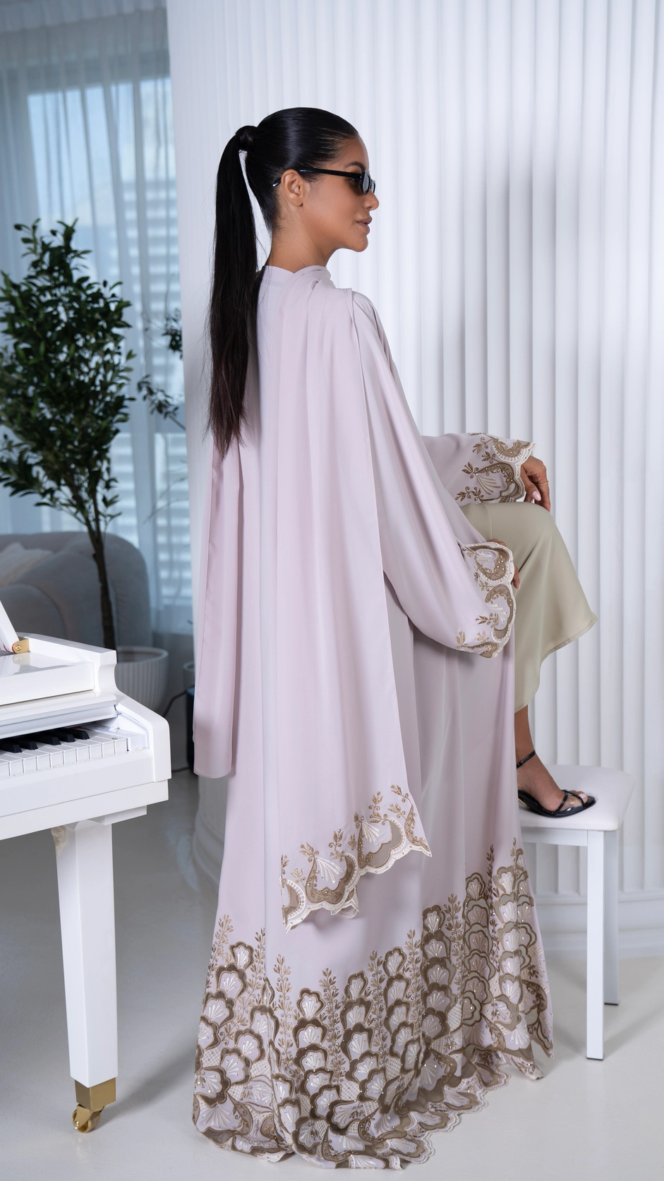 Elegant Computer Embroidered Nida Abaya