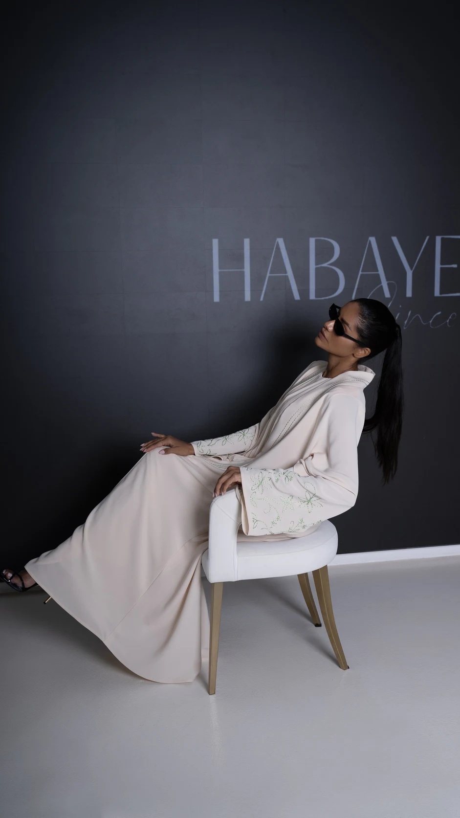 Open Style Embroidered Nida Abaya