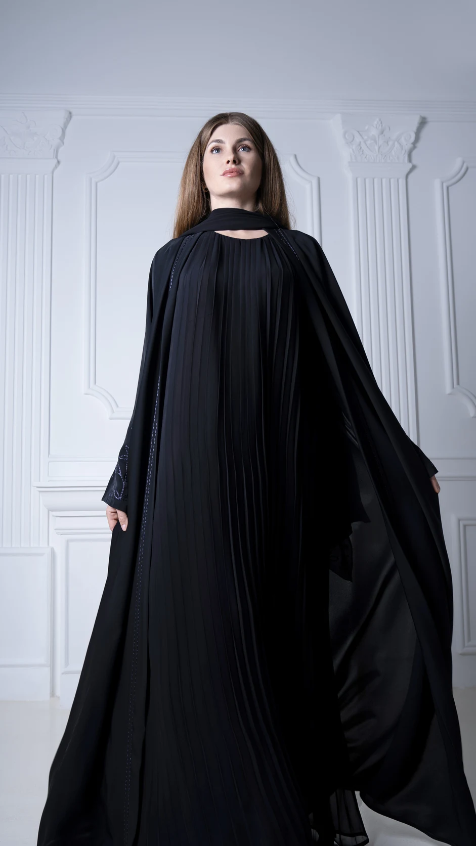 Open Style Embroidered Nida Abaya