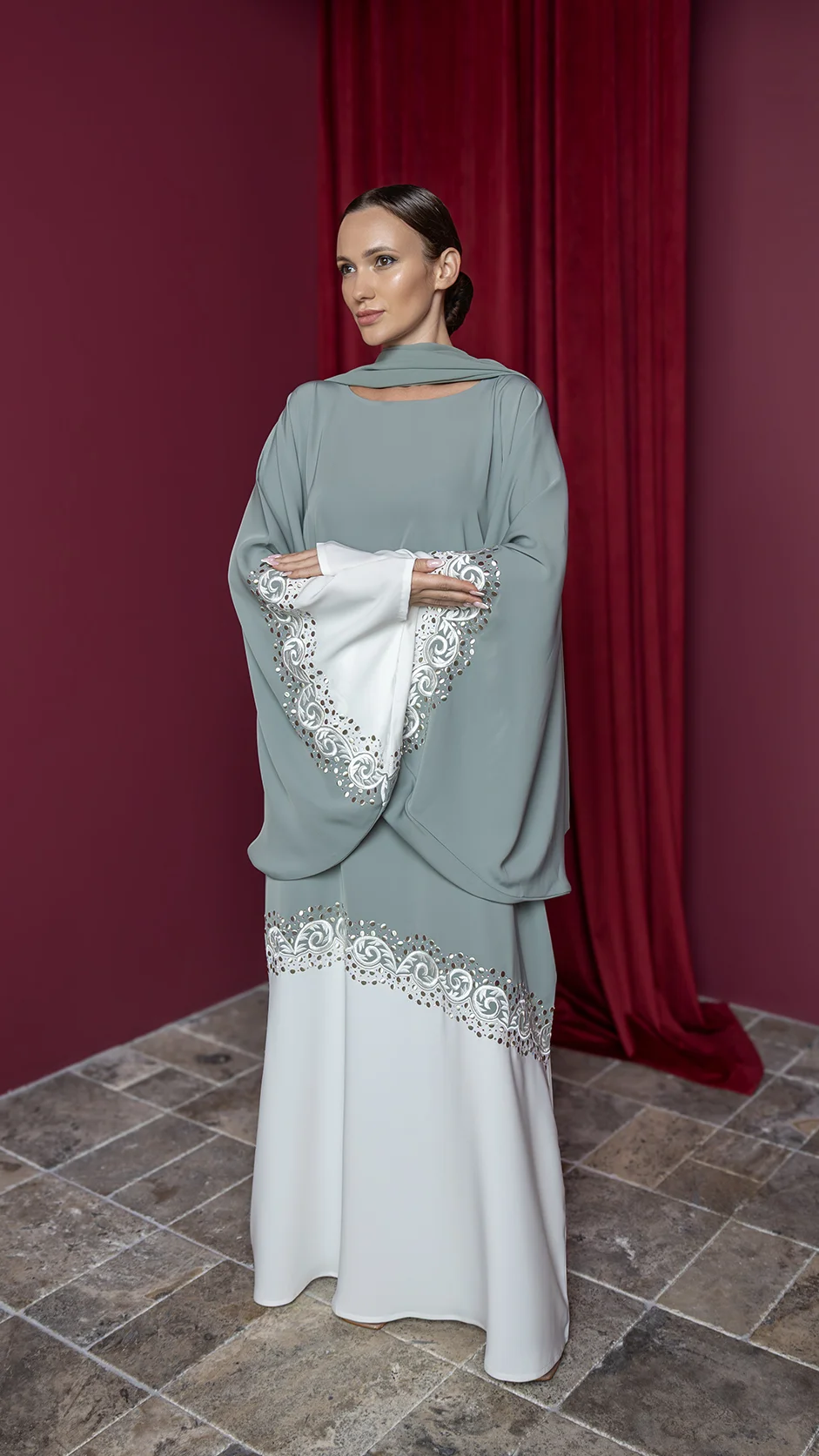 Butterfly Embroidery Abaya with Stones