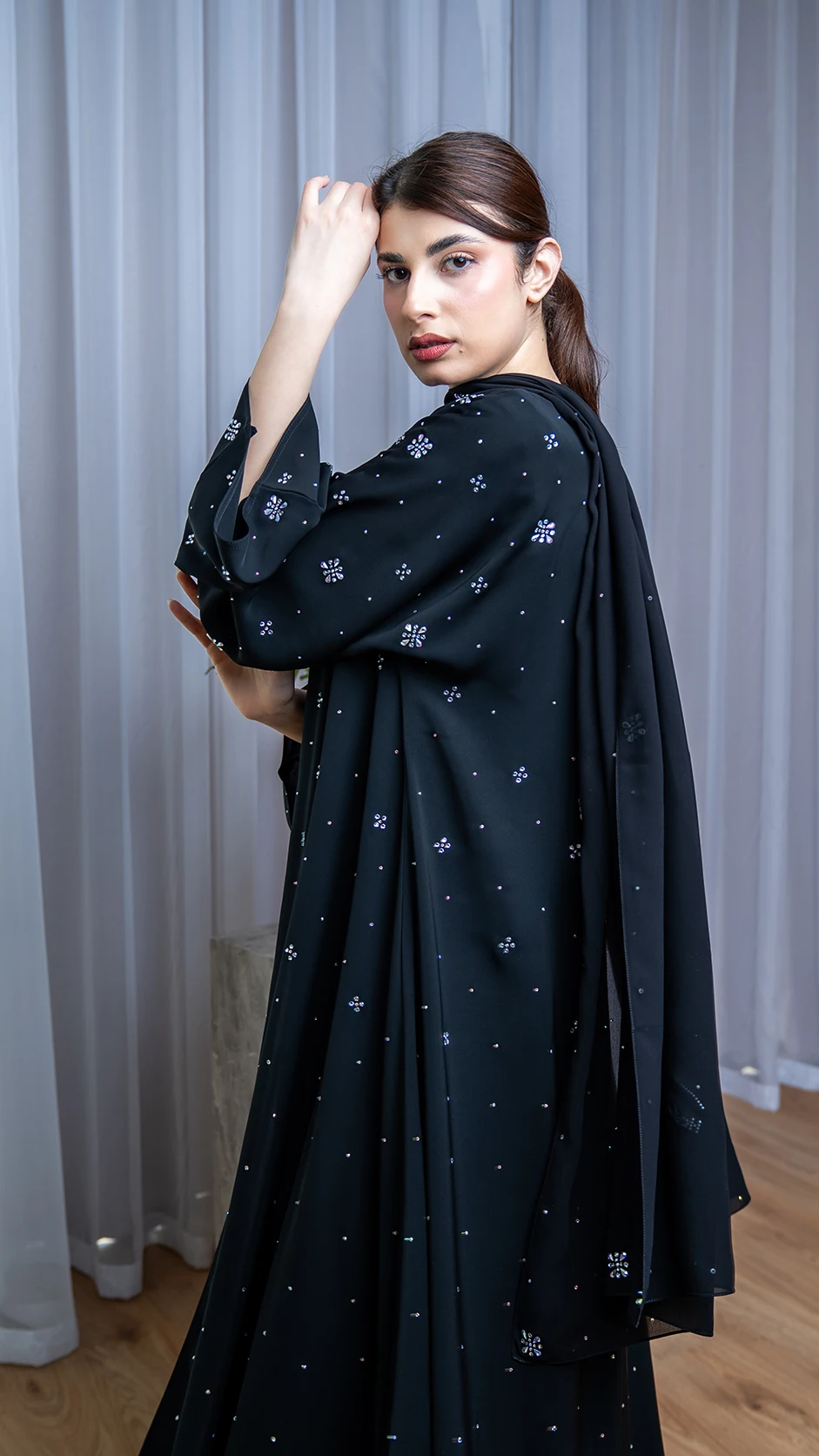 Black Abaya with Stone Embellishments