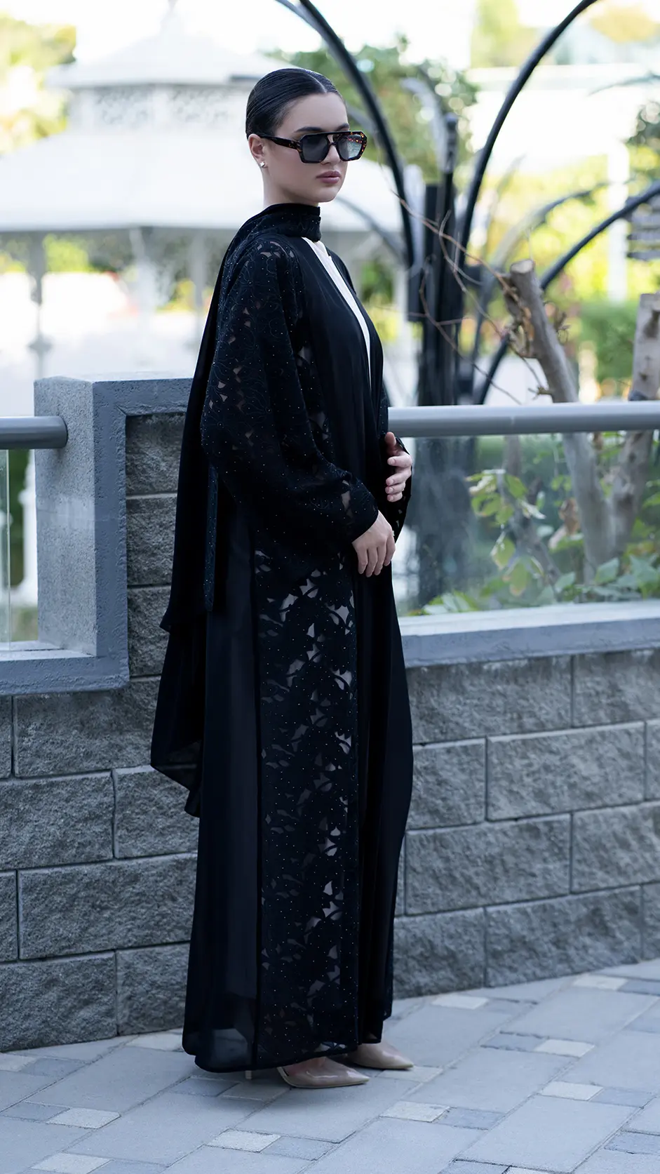 Chiffon Abaya with Lace Details