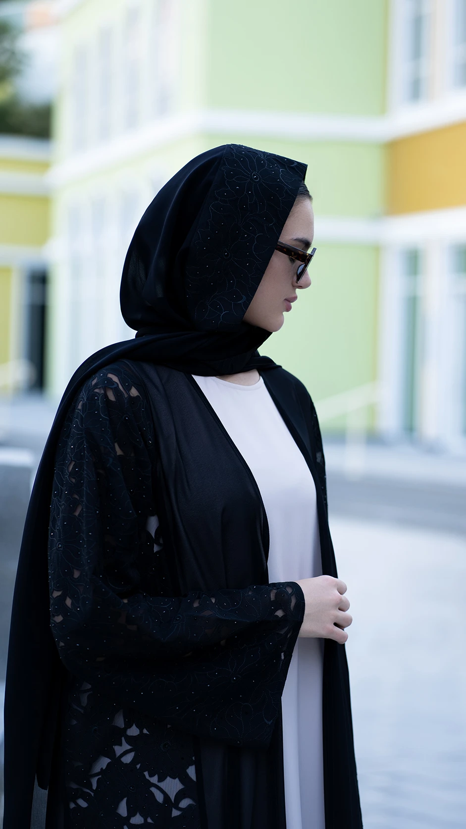 Chiffon Abaya with Lace Details