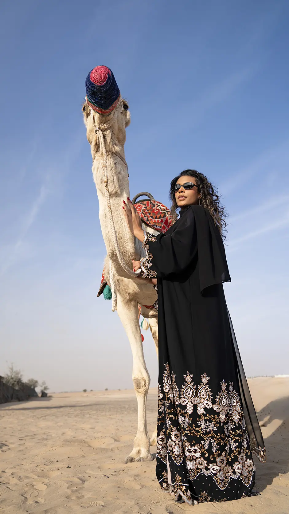 Computer Machine Embroidery Nida Abaya with Stones