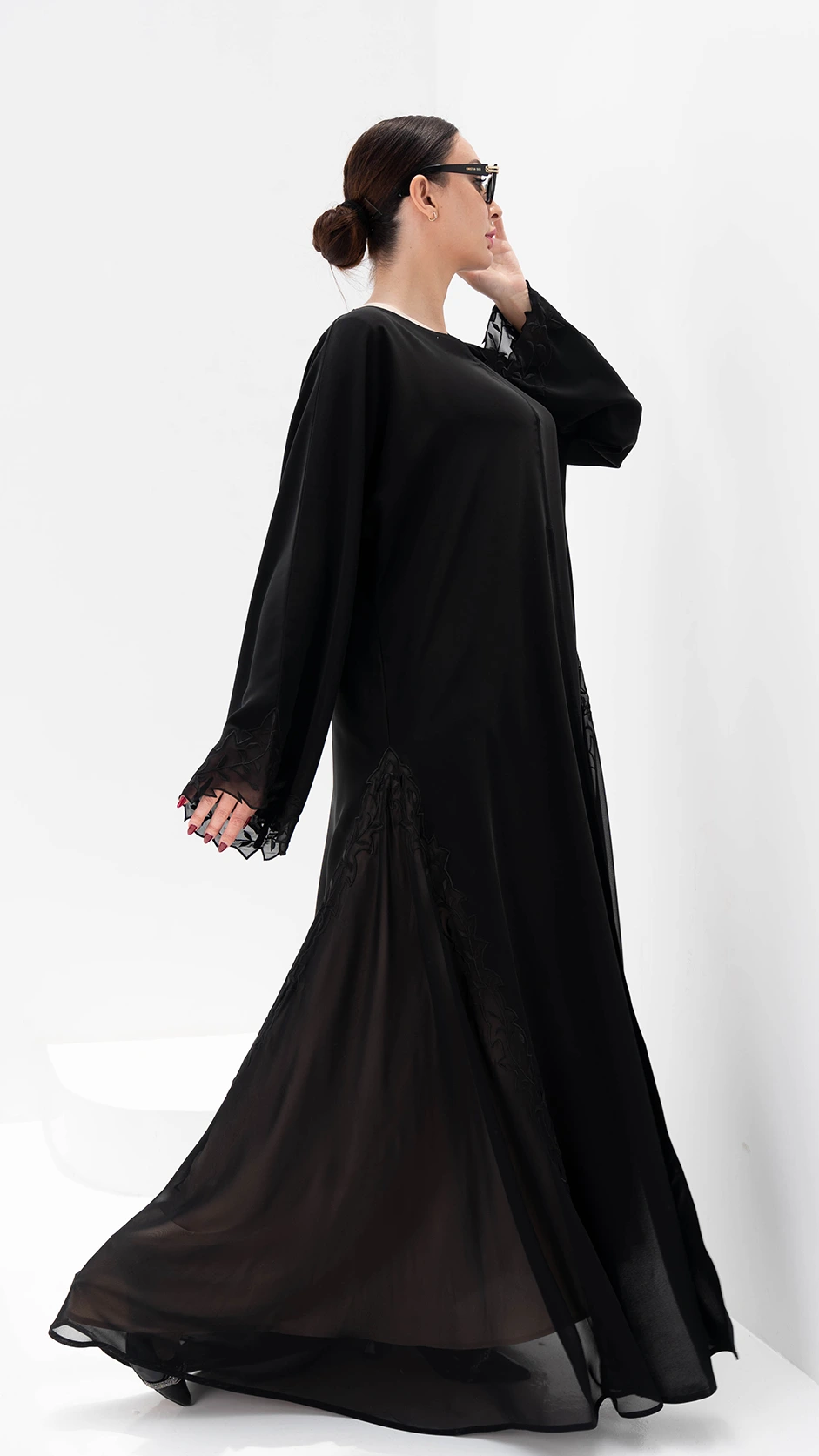 Embroidered Nida Open Abaya