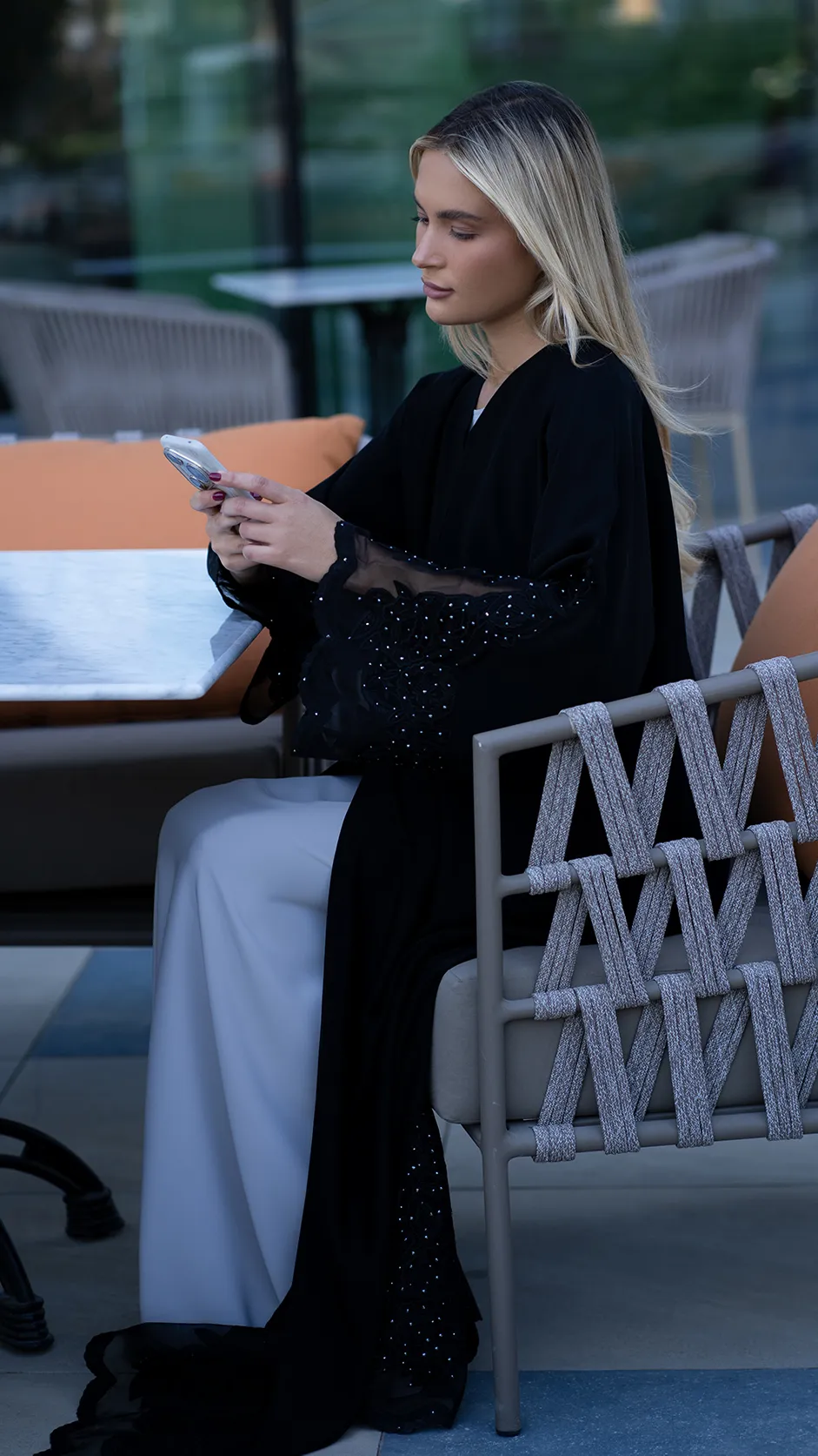 Embroidered Nida Stone Abaya