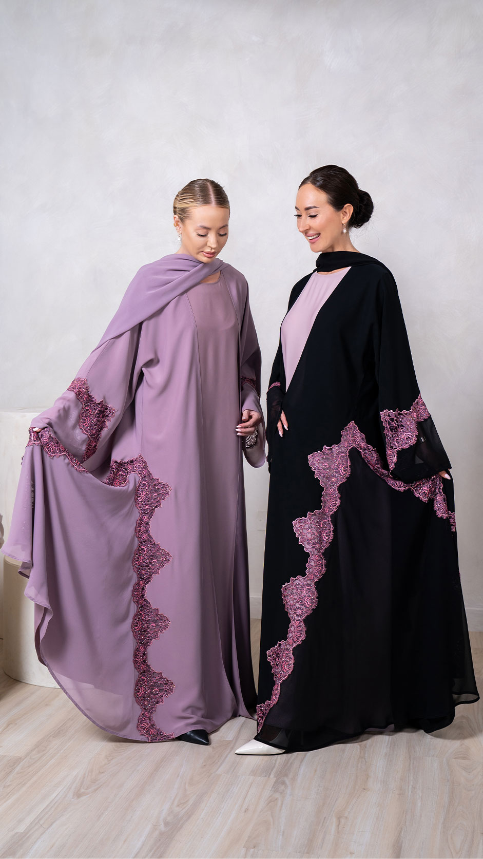 Lace and Stonework Detailed Abaya