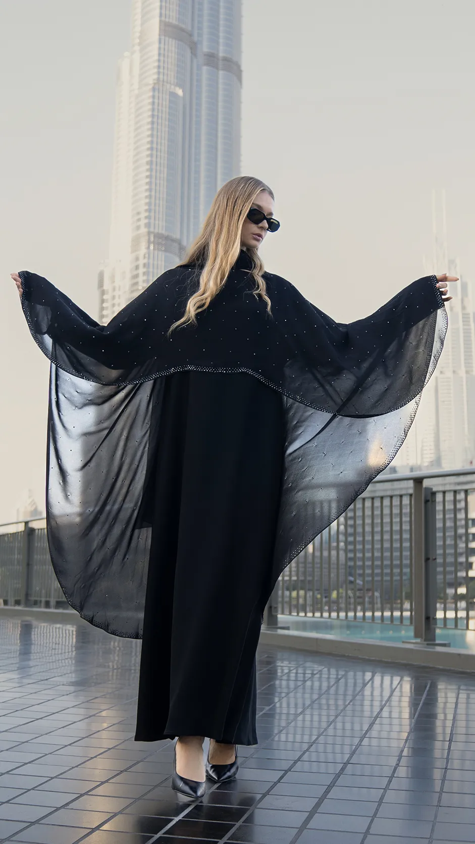 ‌Black Nida Stone Abaya