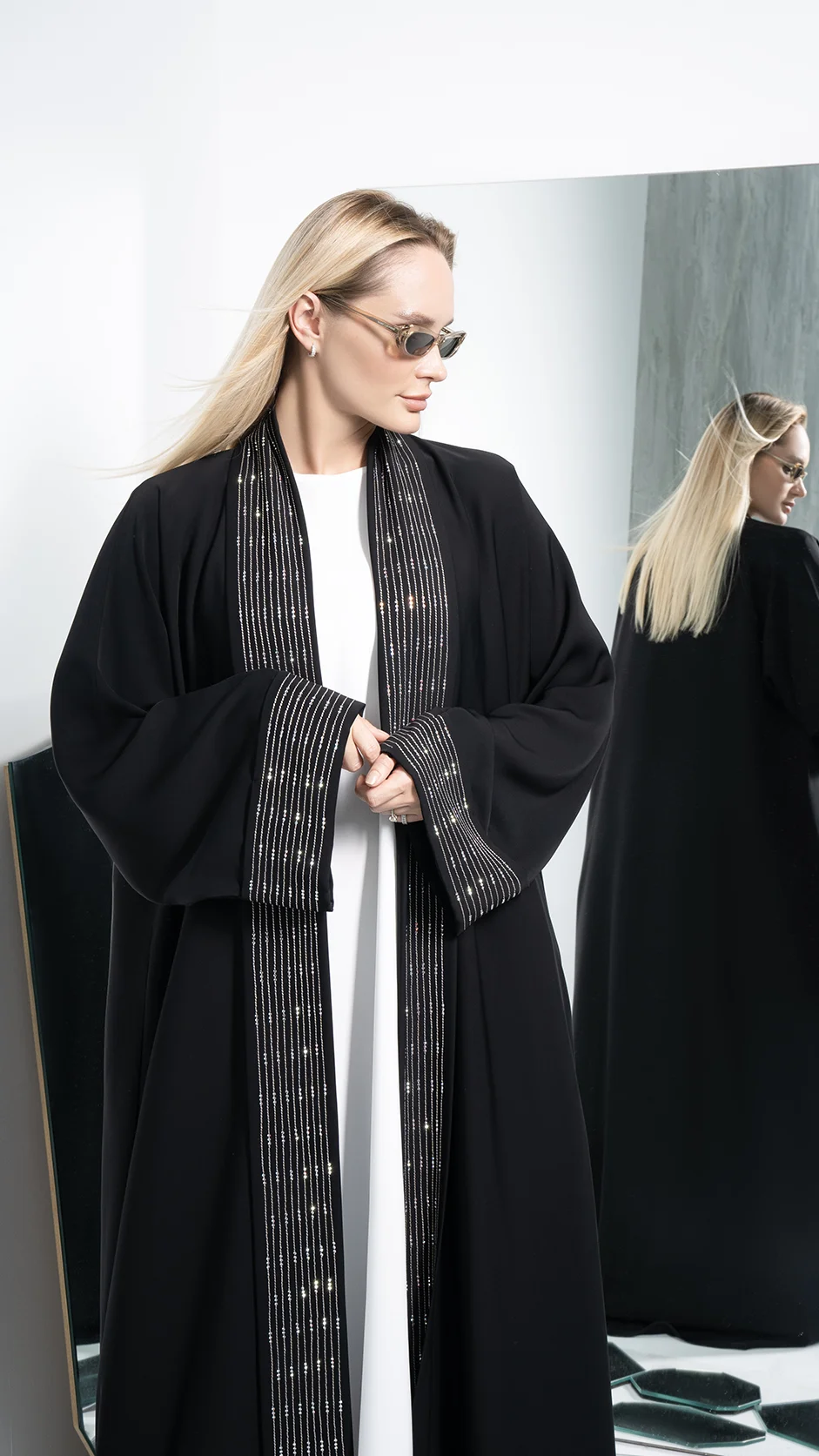 Stone Abaya with Double Stitch