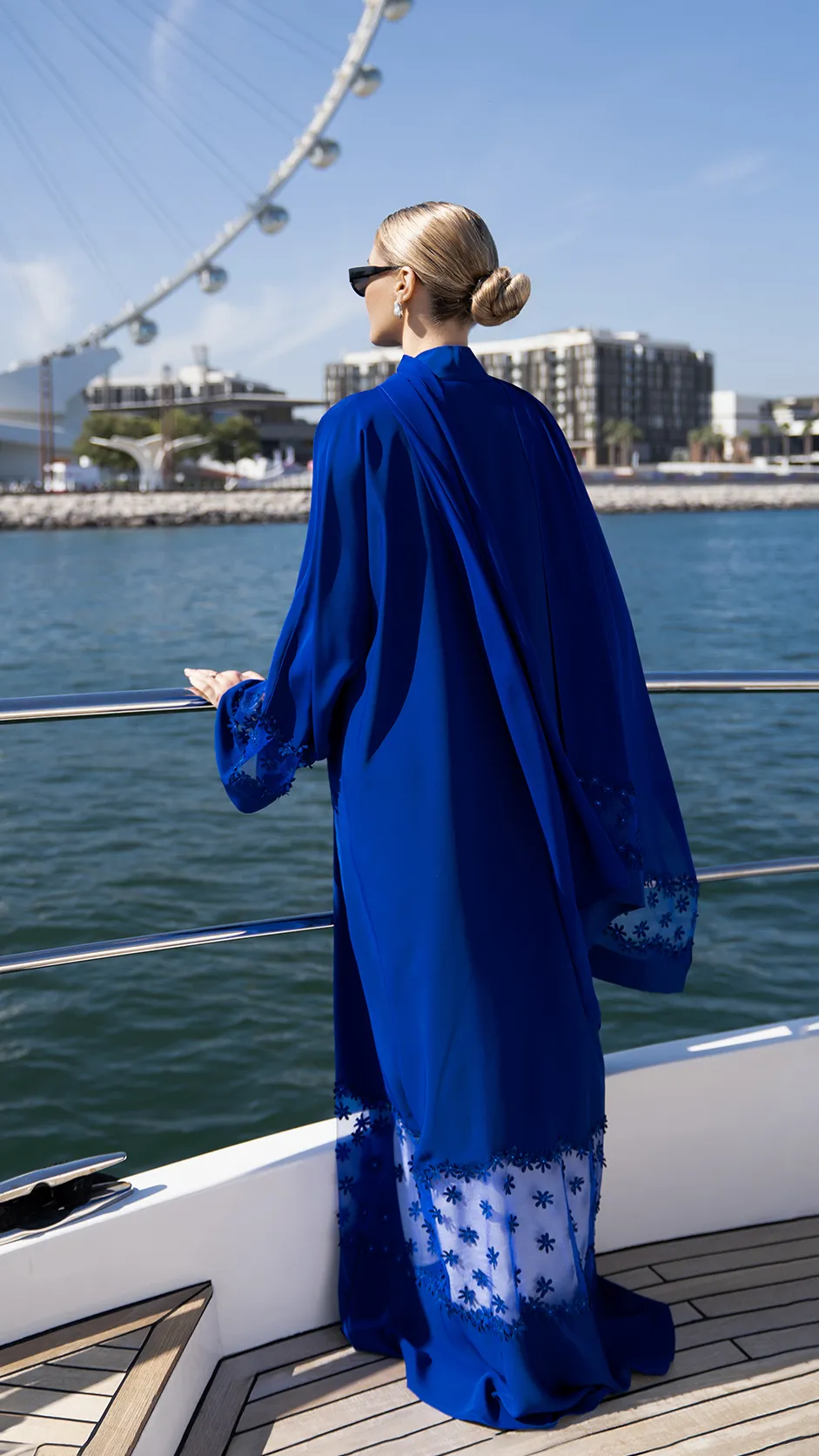 floral embroidered Nida abaya with stones