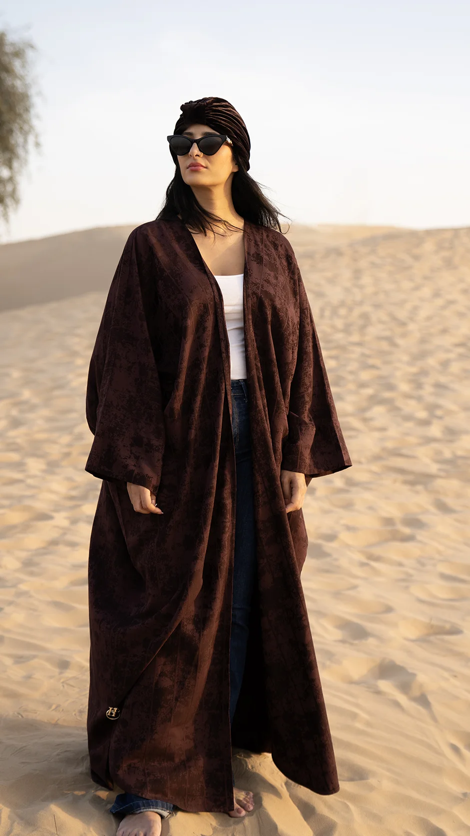 Self-Printed Viscose Open Abaya