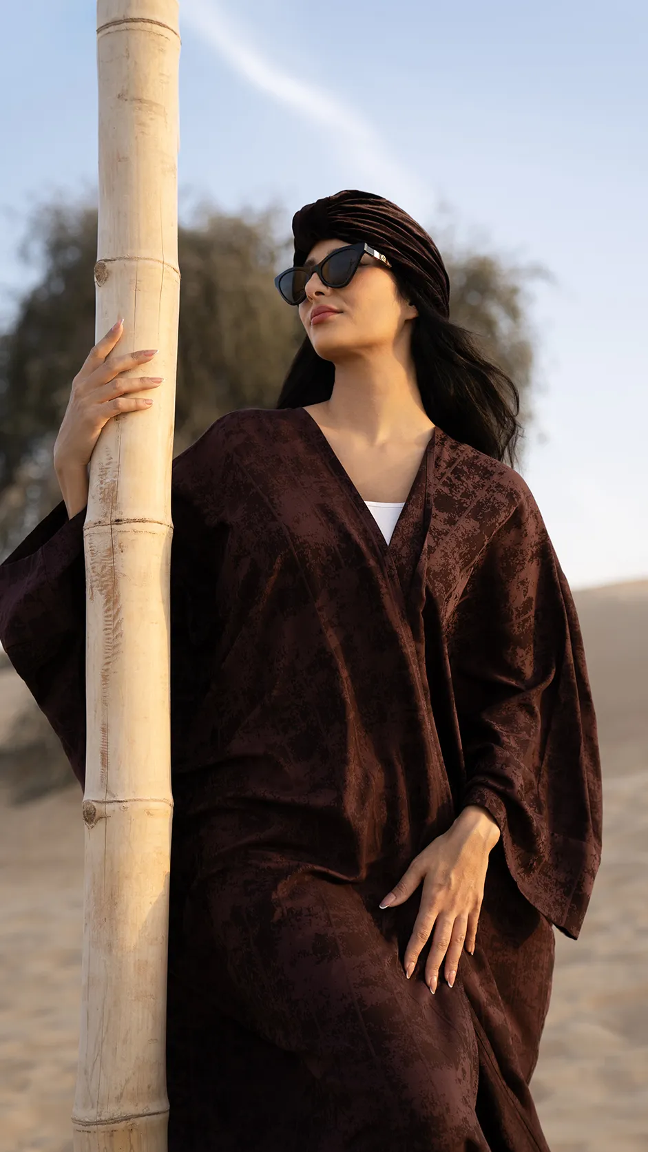 Self-Printed Viscose Open Abaya