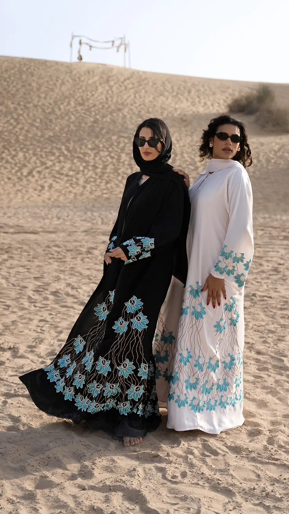 Computer Embroidered Abaya with Crystal Stones