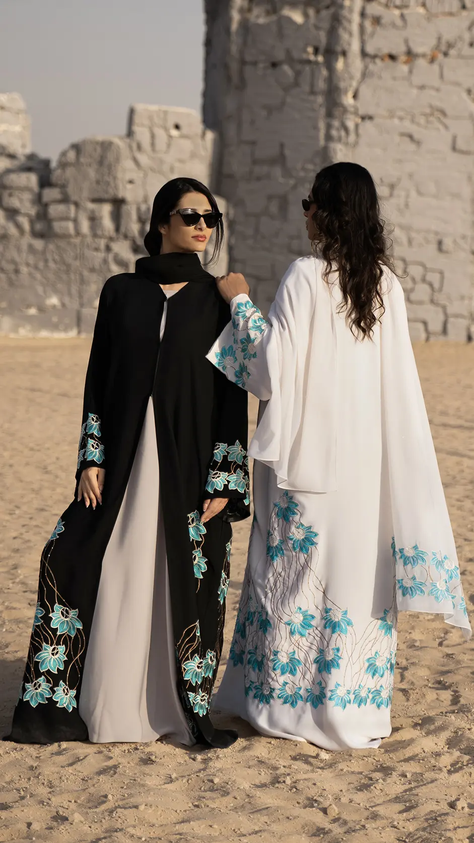 Computer Embroidered Abaya with Crystal Stones