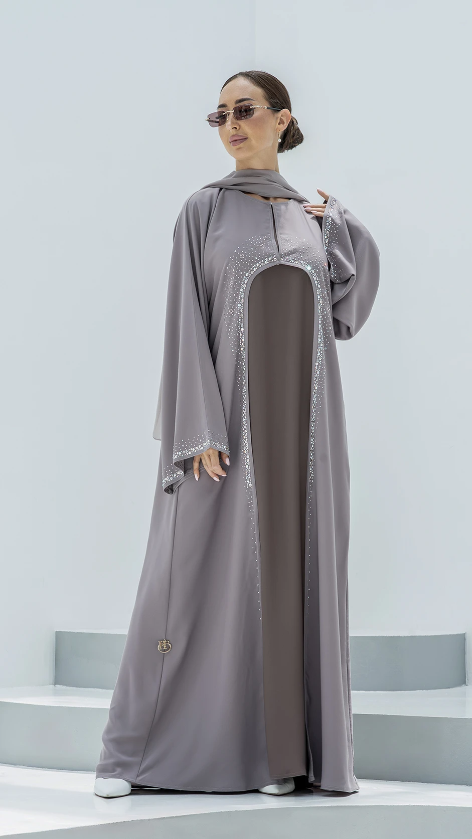 Designer-Cut Nida Abaya with Stone work