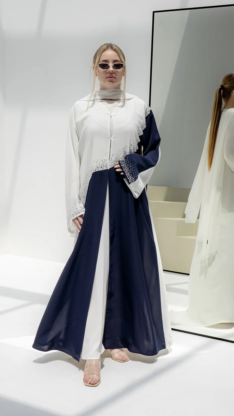 Dual-Shade Nida Abaya with Stones