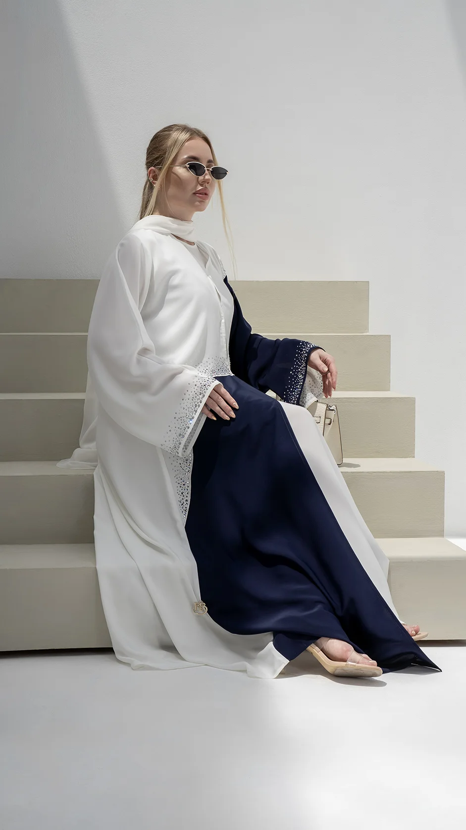 Dual-Shade Nida Abaya with Stones