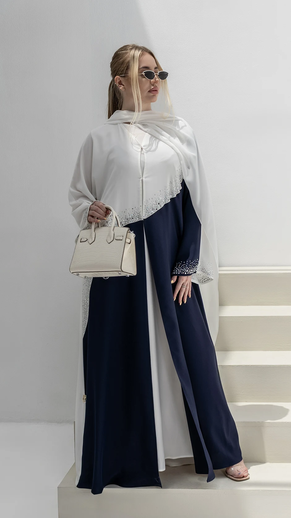 Dual-Shade Nida Abaya with Stones