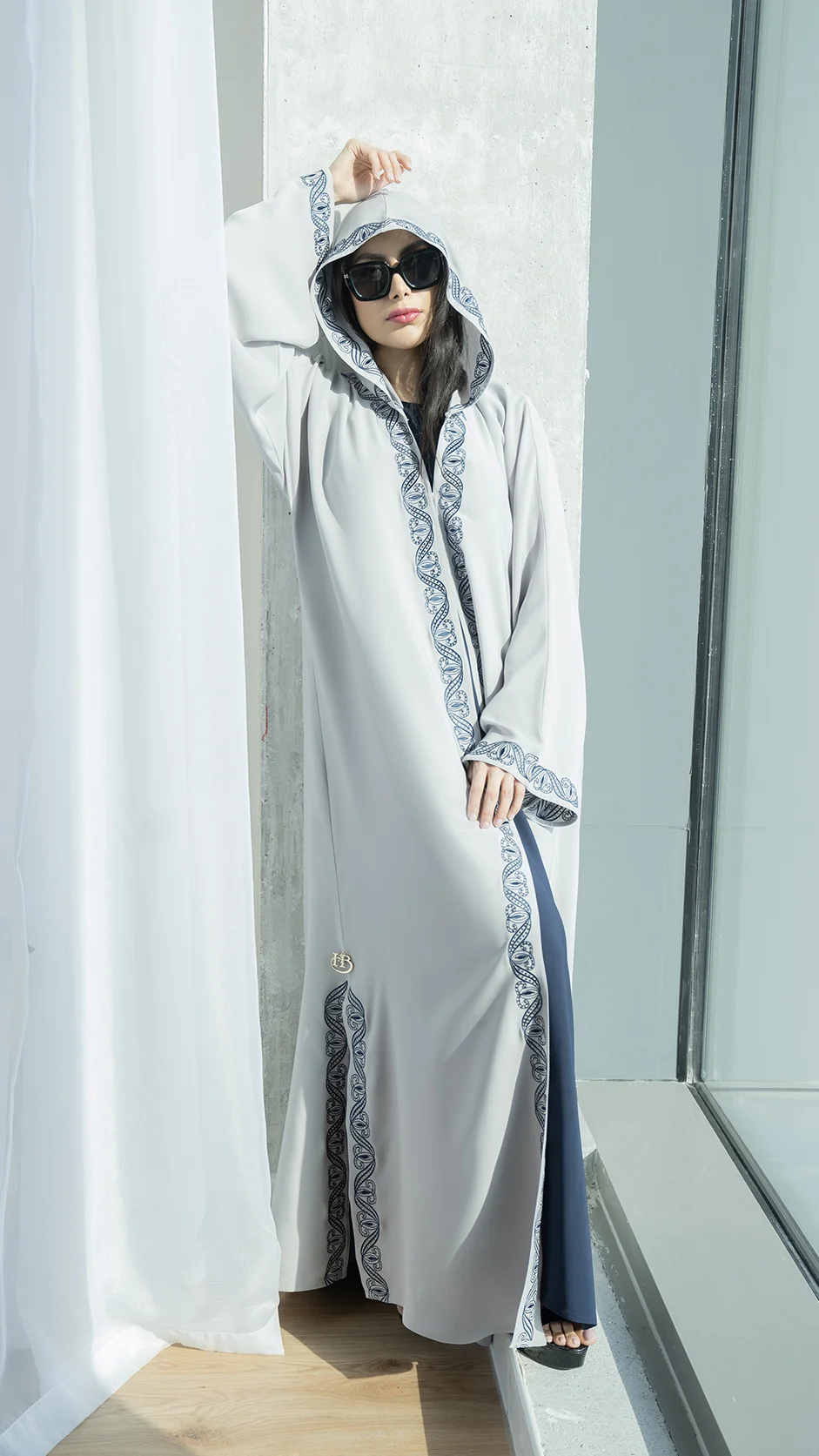 Embroidered Hooded Abaya with Stones