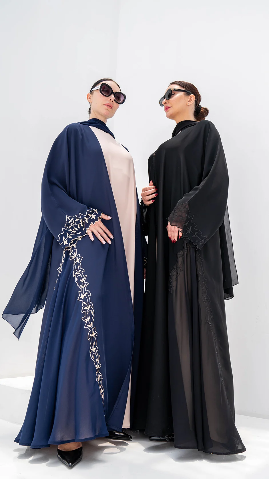 Embroidered Nida Open Abaya