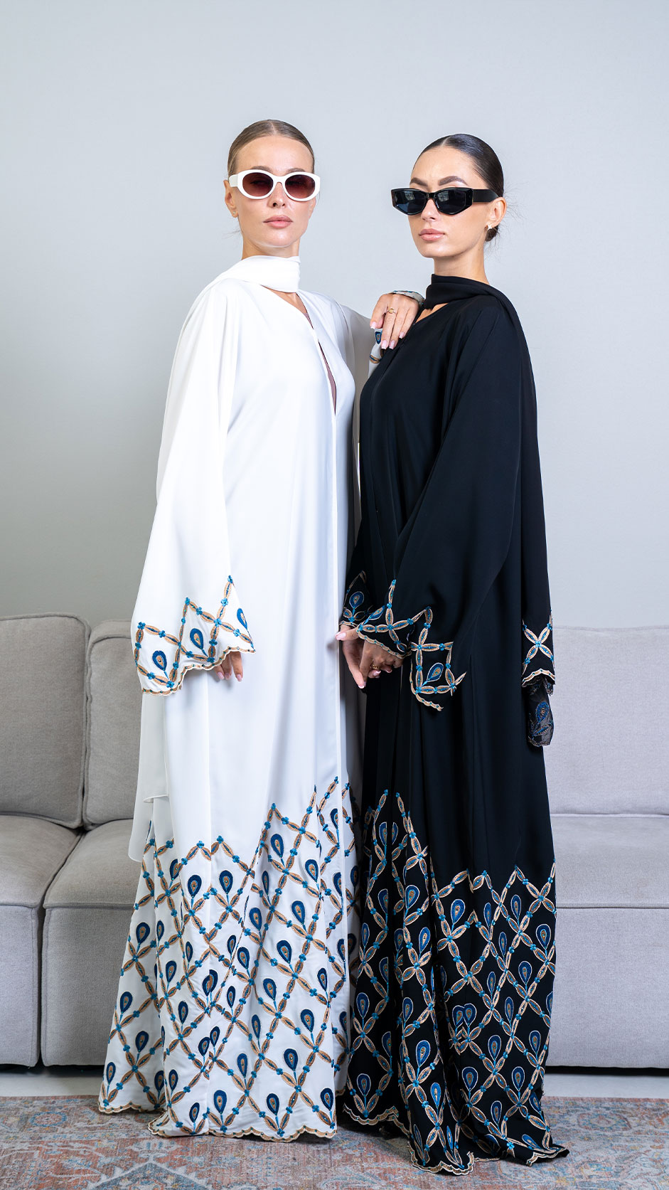 Computer Embroidered Nida Abaya with Stones