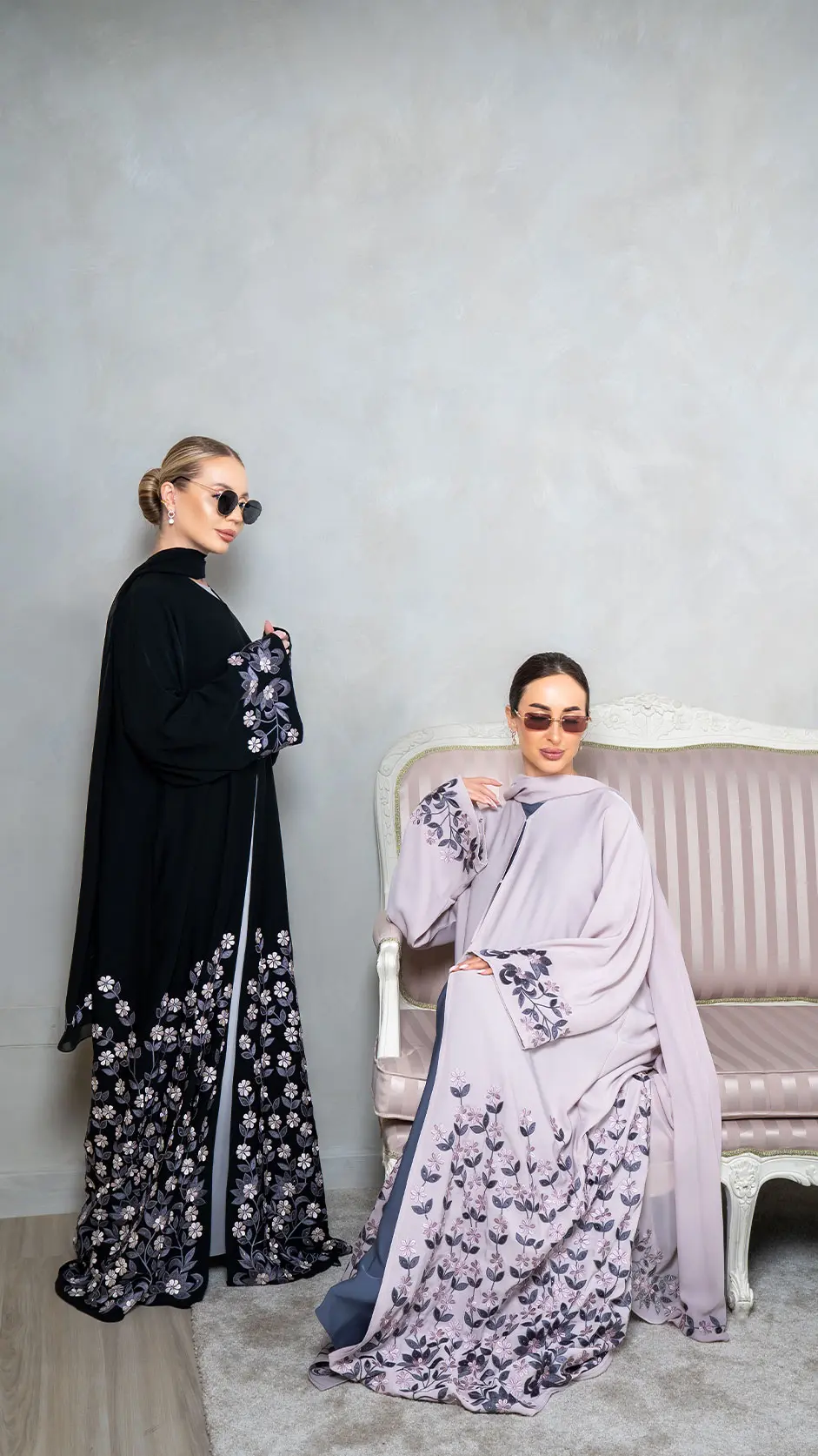 Floral Computer Machine Embroidery Abaya