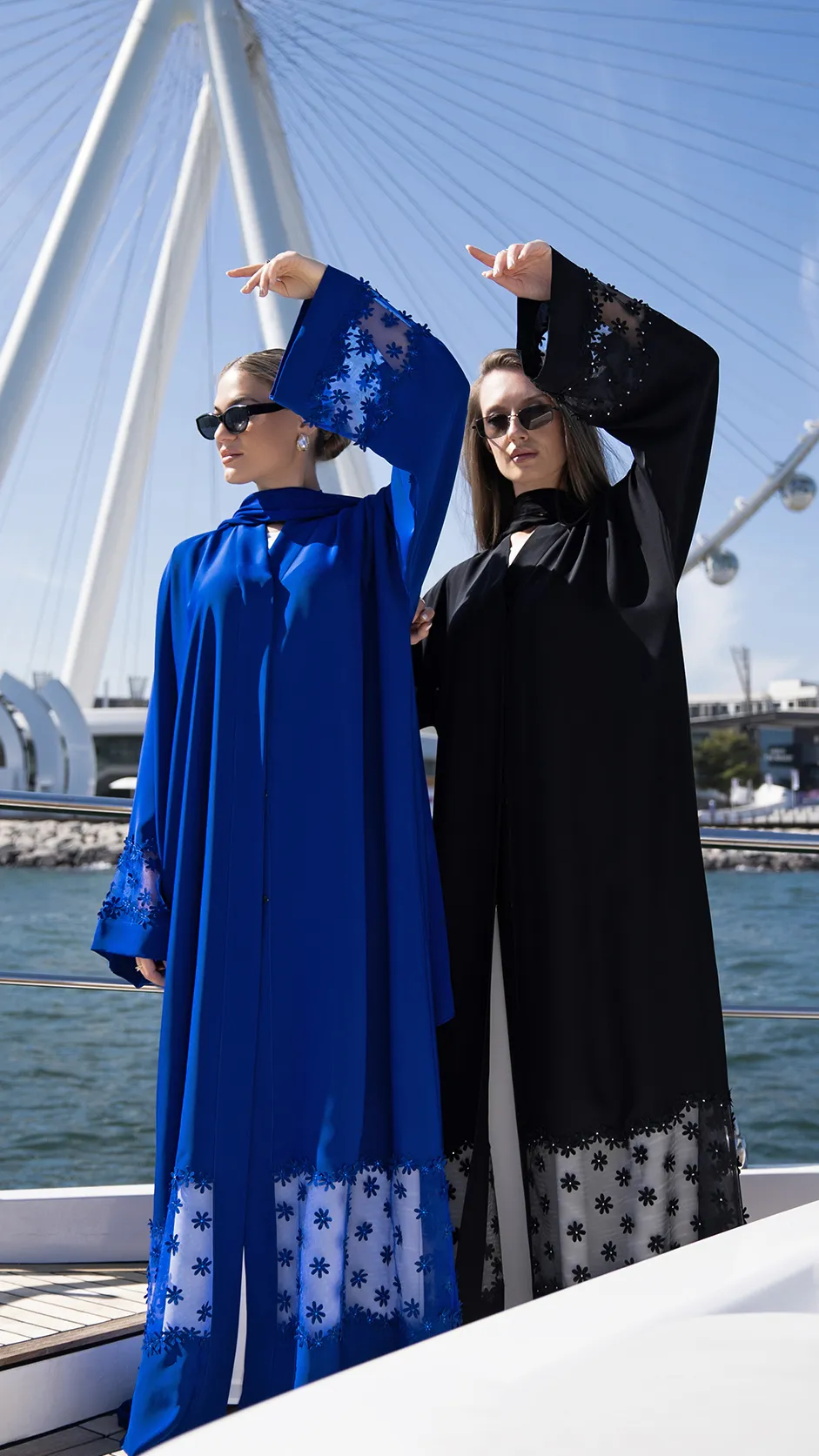 floral embroidered Nida abaya with stones