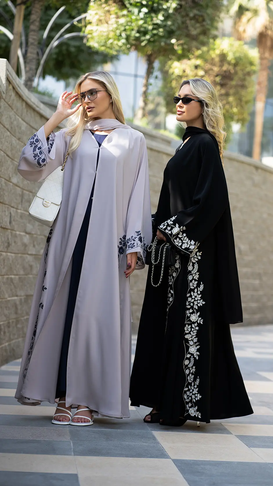 Floral Embroidered Open Abaya