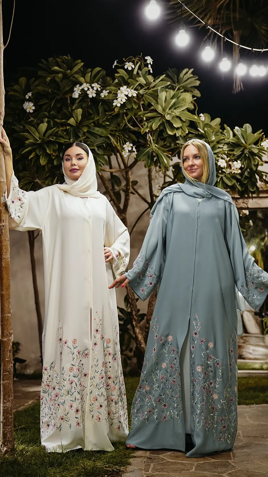 Floral Embroidered Stone Abaya