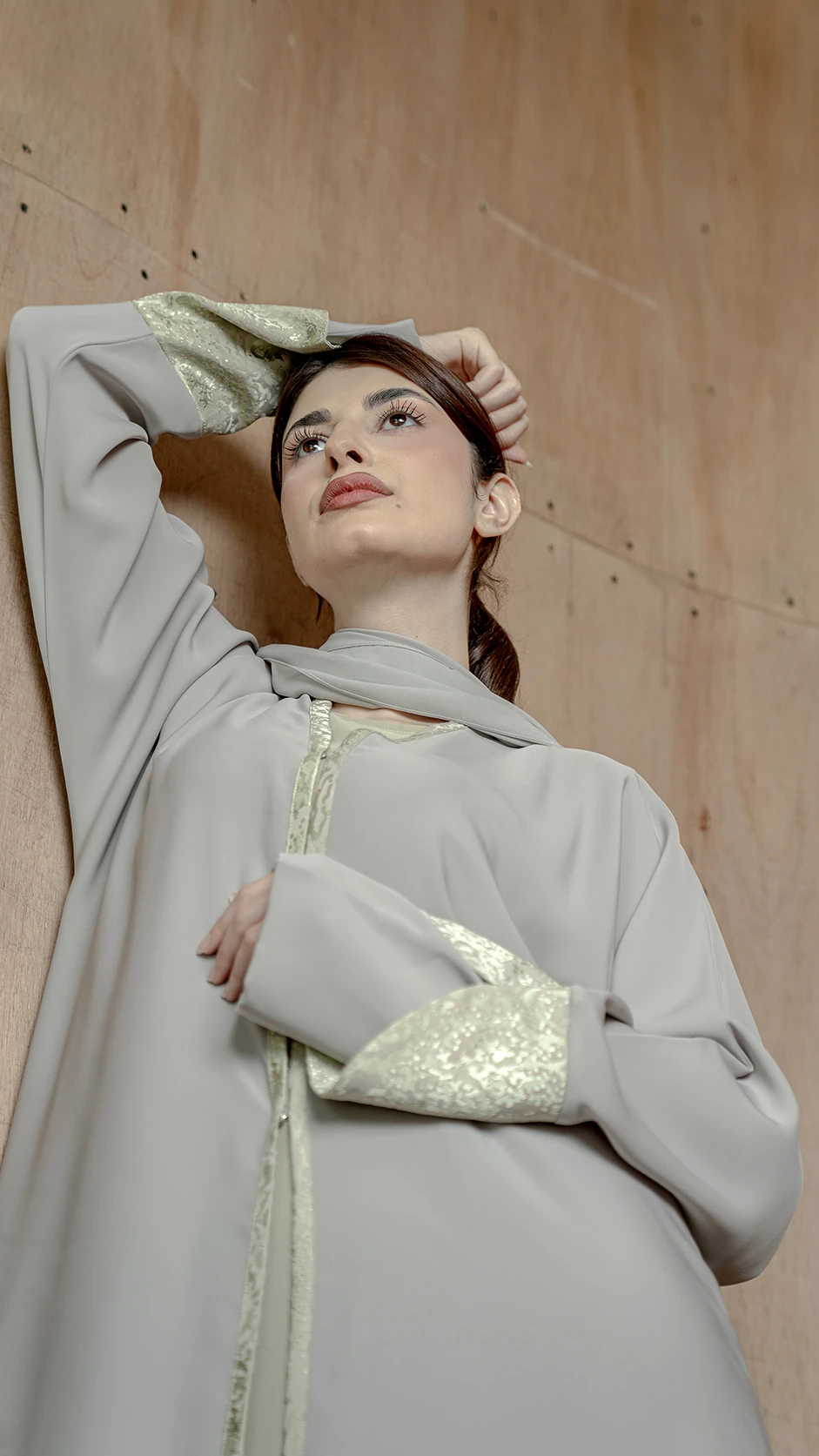 Piping Detail Abaya with Cuffed Sleeves