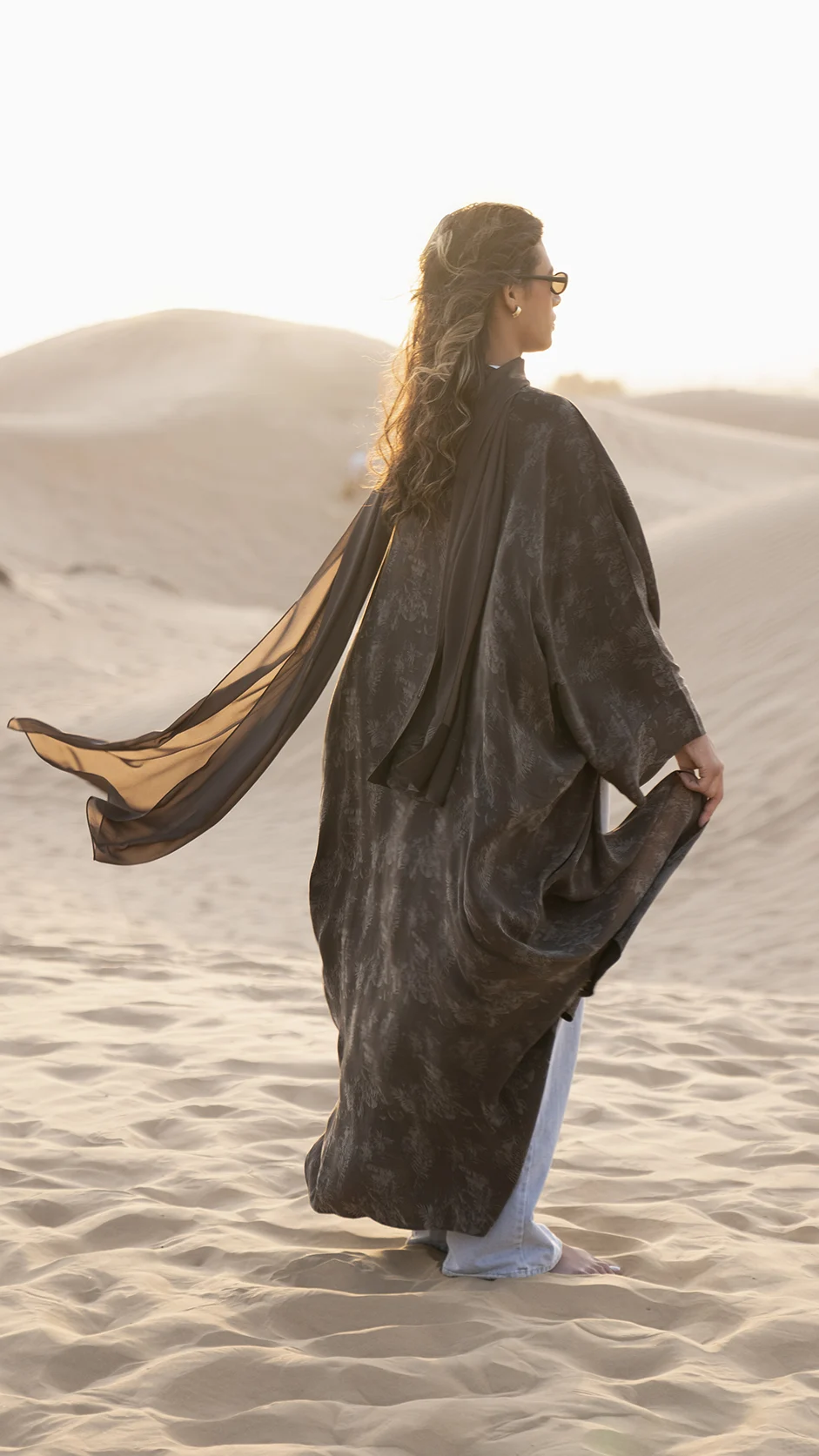 Self-Printed Viscose Open Abaya
