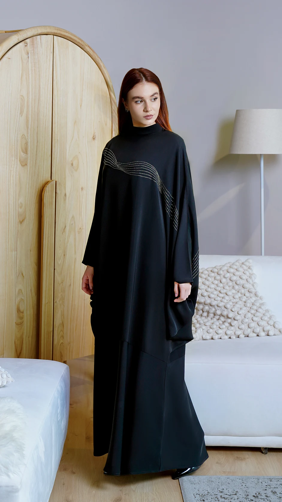 Luxury Black Stone-Work Butterfly Abaya