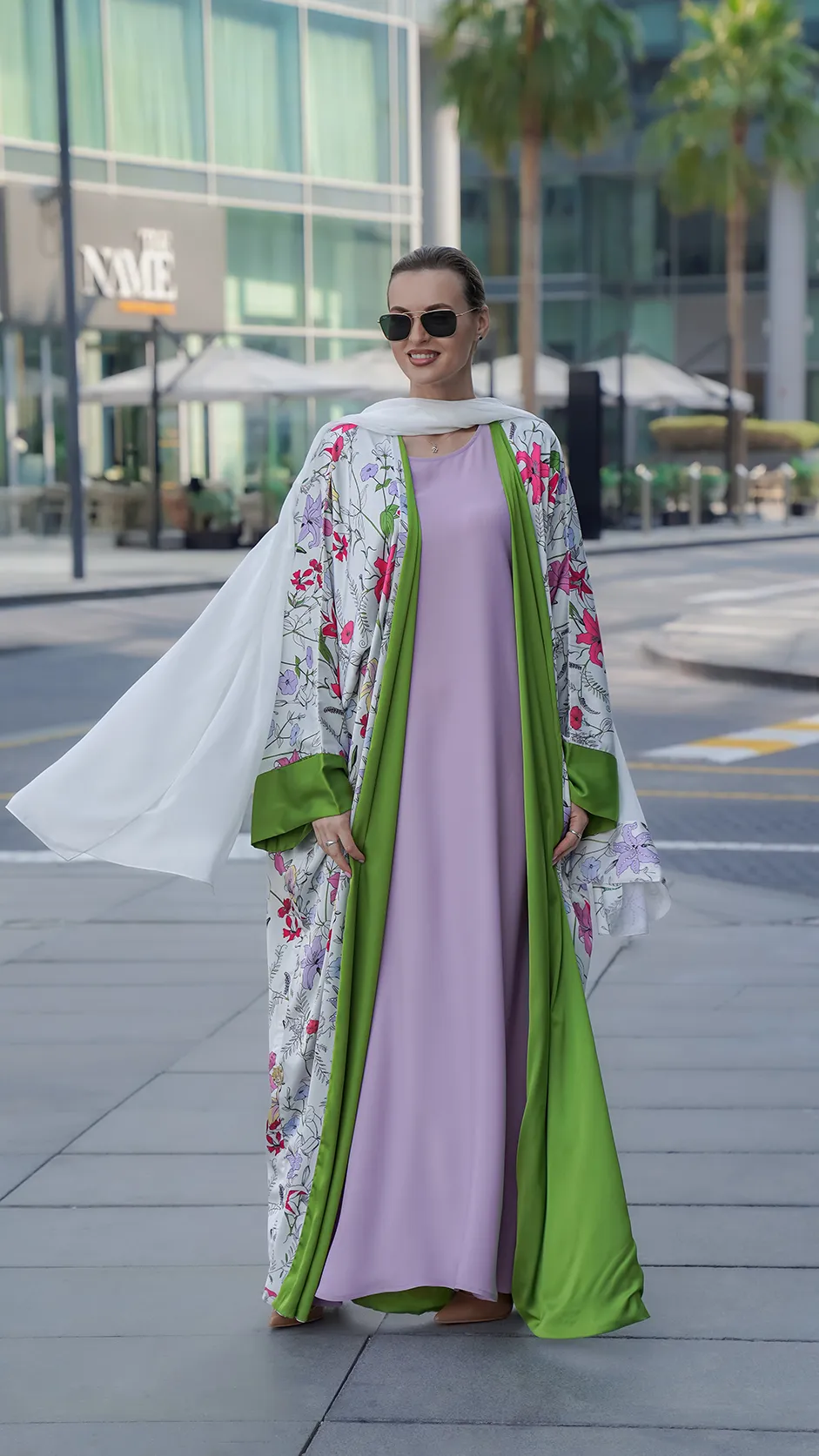 Luxury Two-Tone Open Abaya with Stones