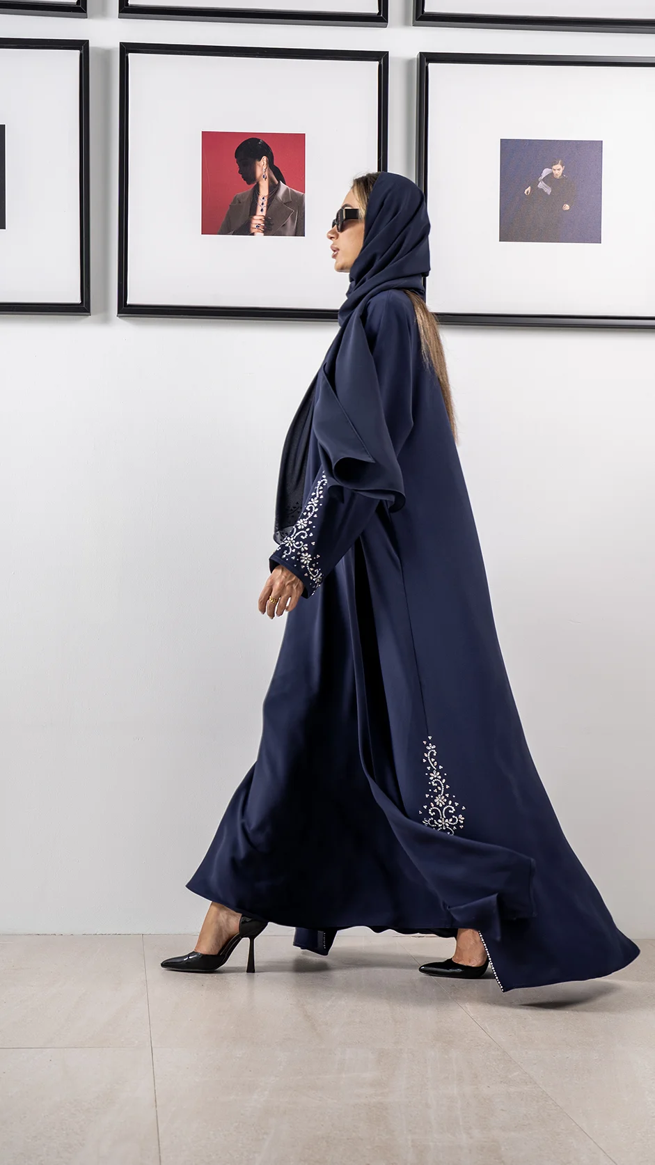 Navy Blue Stone Abaya