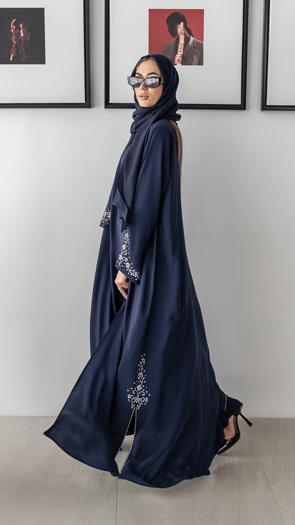 Navy Blue Stone Abaya