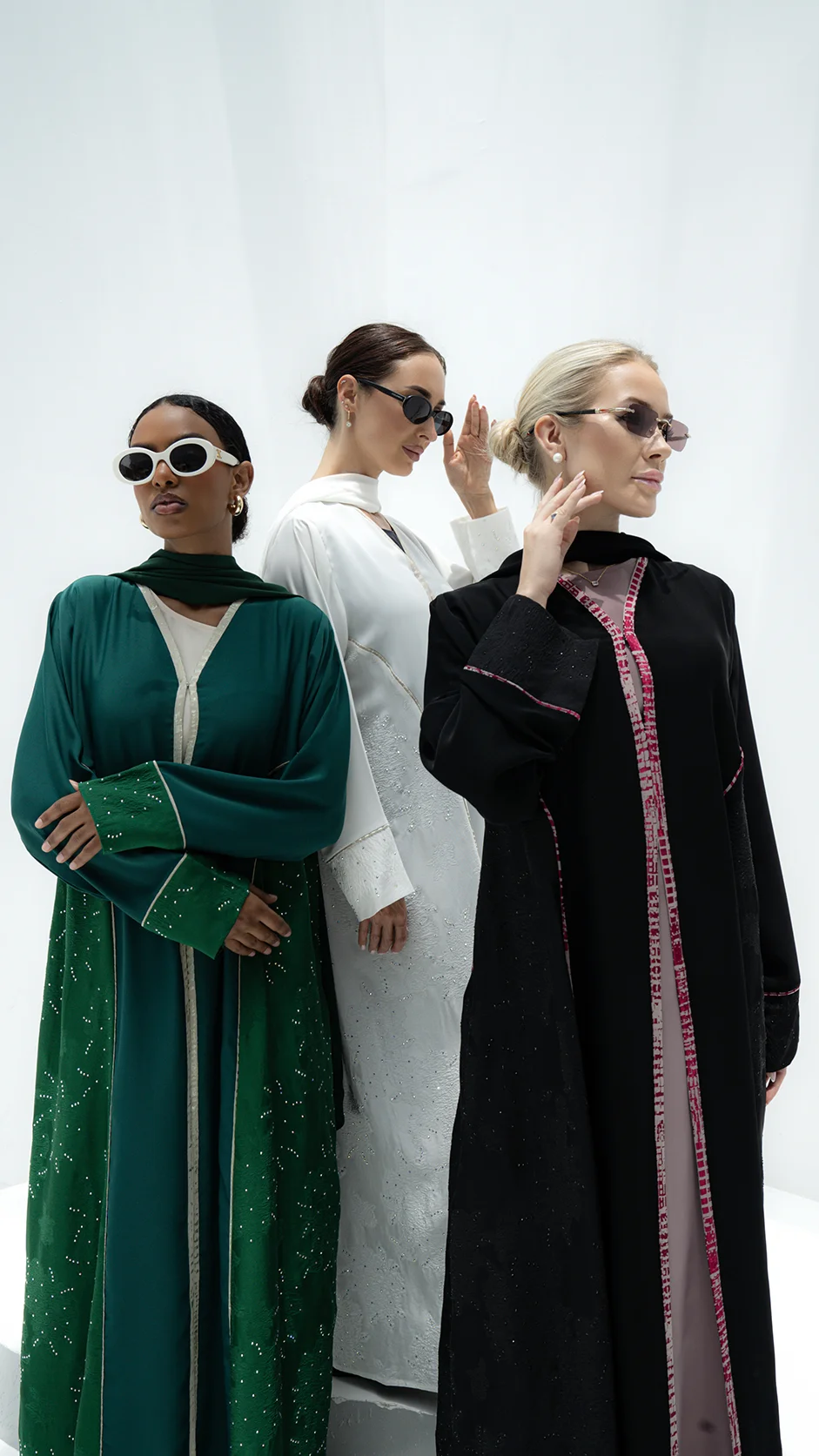 Piping Open Abaya with Stone Embellishments