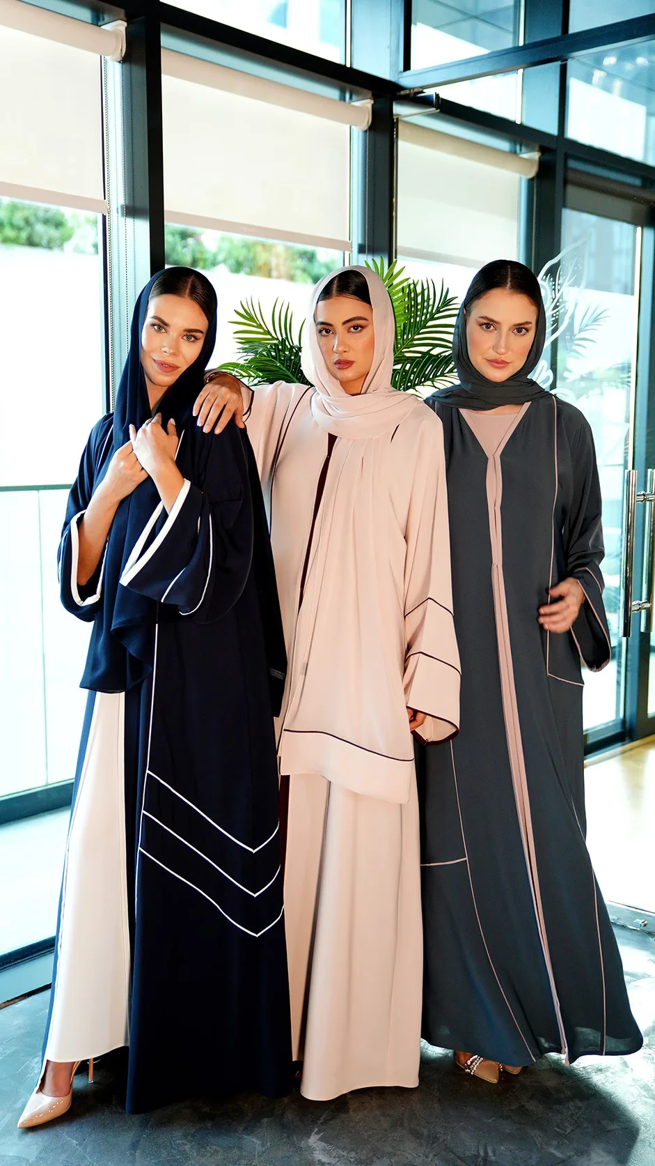 Plain Colored Abaya with Piping