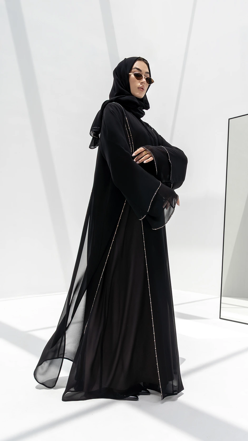 Premium Black Chiffon Abaya with Stones
