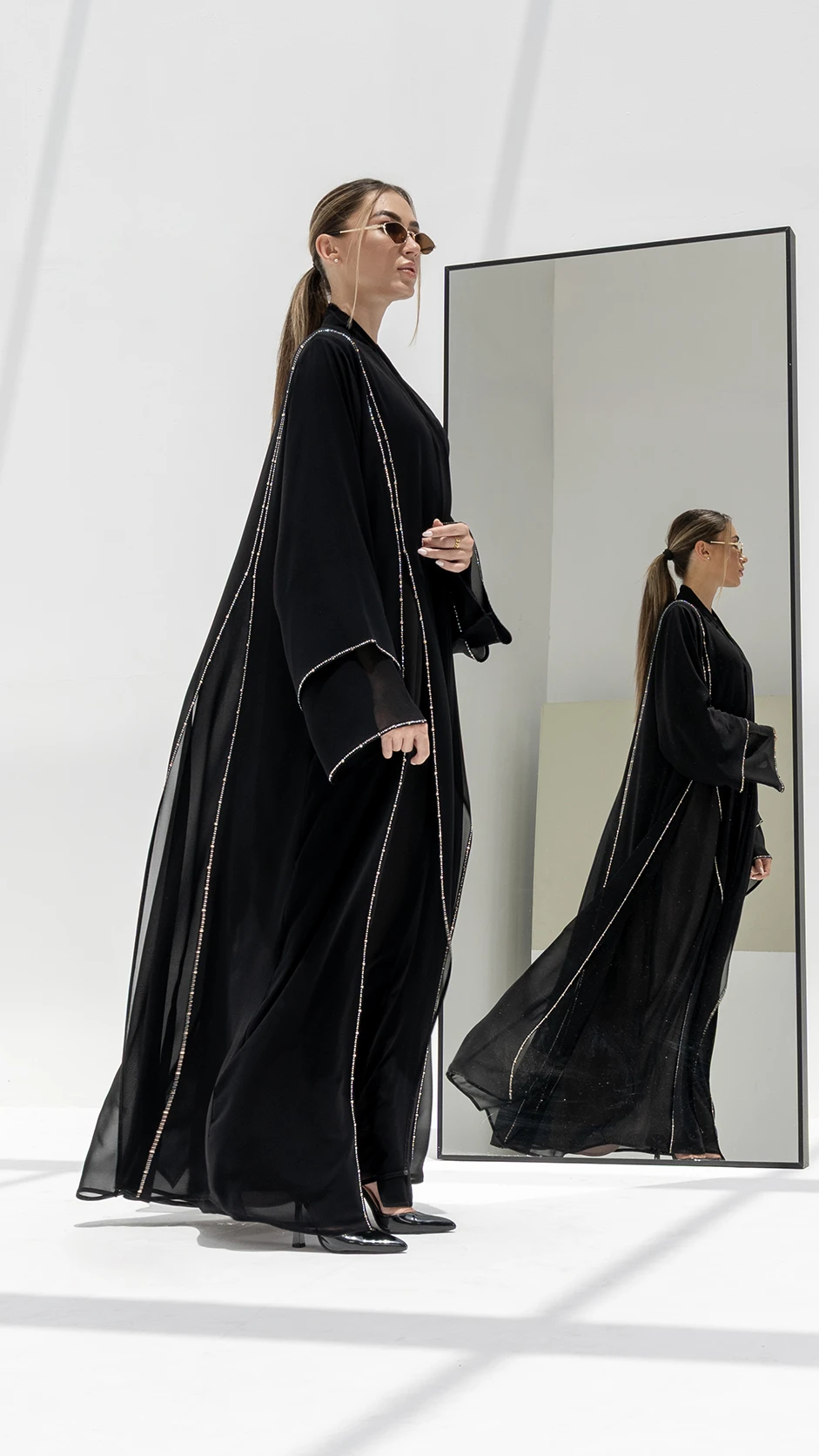 Premium Black Chiffon Abaya with Stones