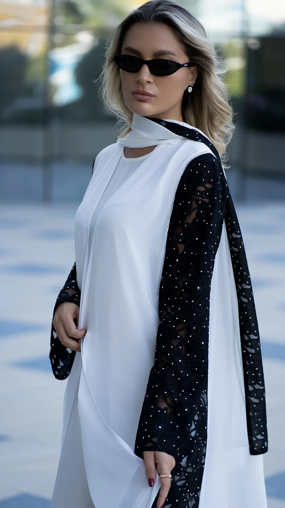 Chiffon Abaya with Lace Details