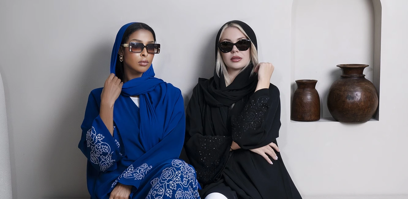  embroidery abayas with swarovski stone embellishments