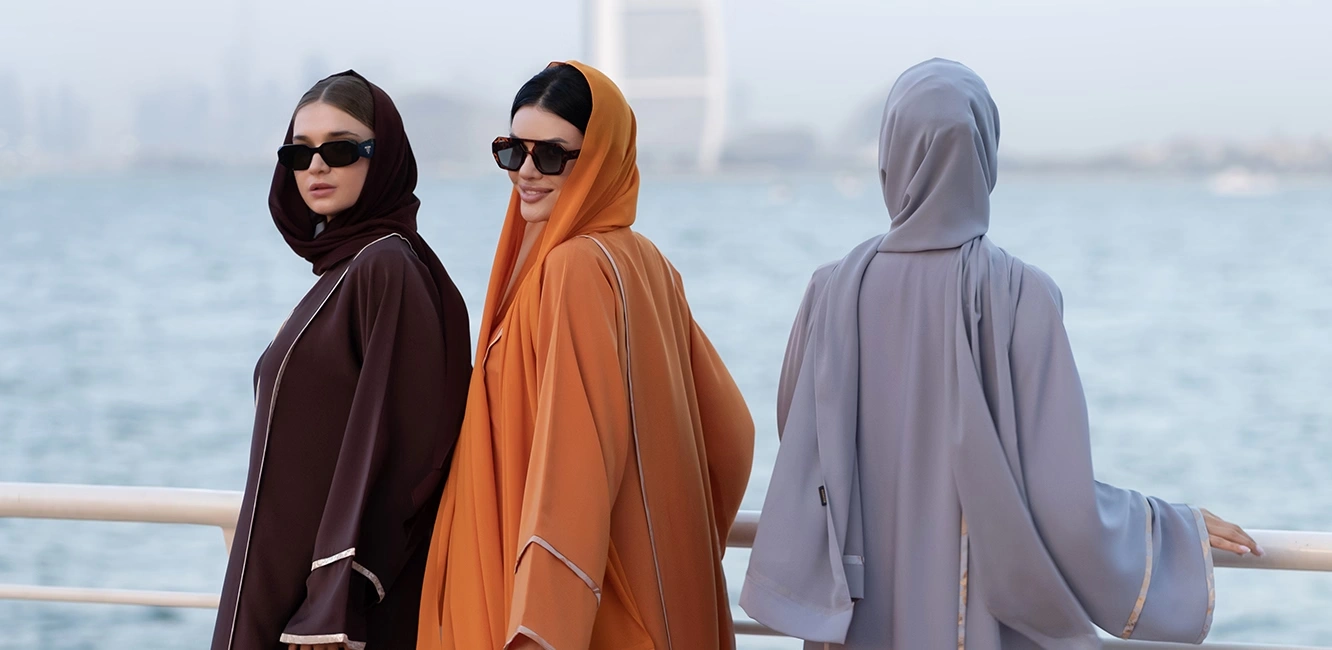 colored abayas with piping design