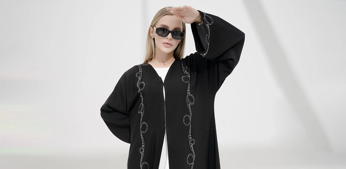an abaya made from velvet fabric