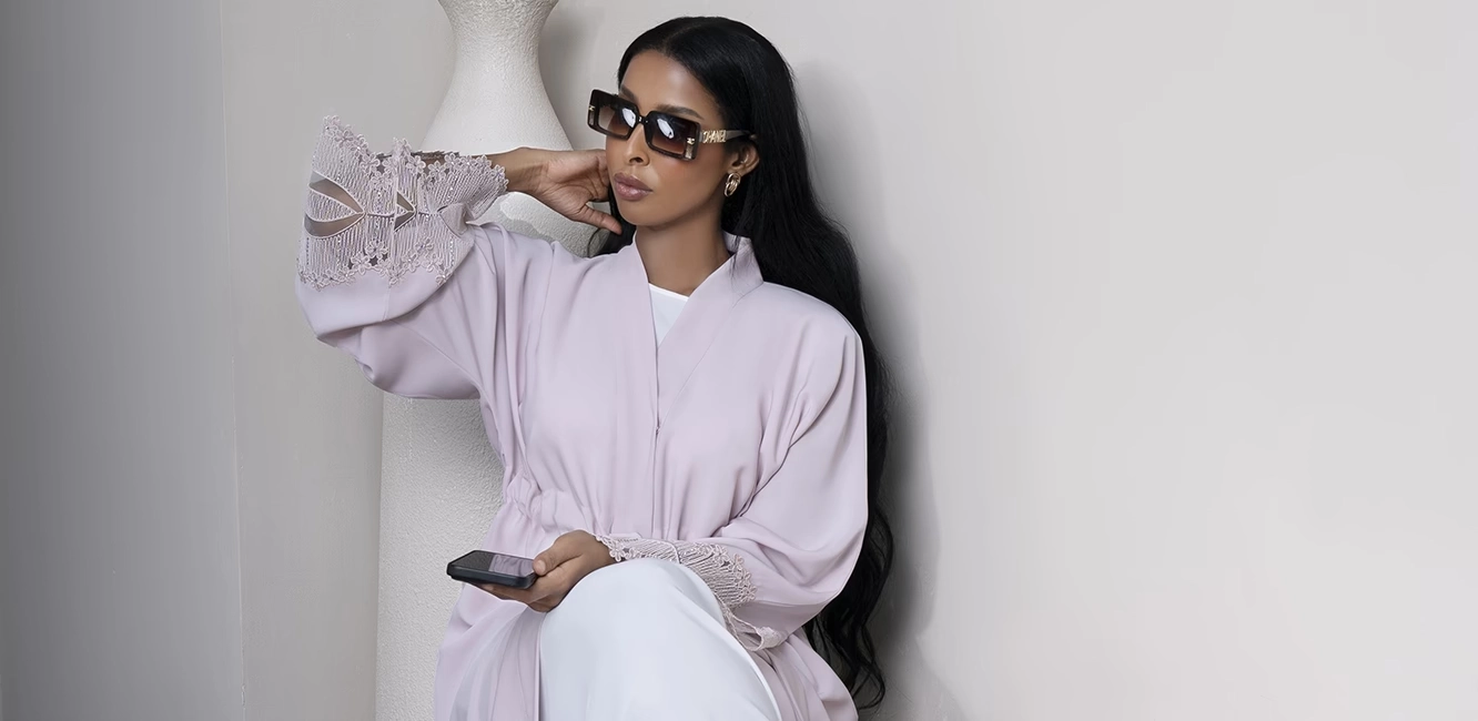 an expensive abaya in a pastel color