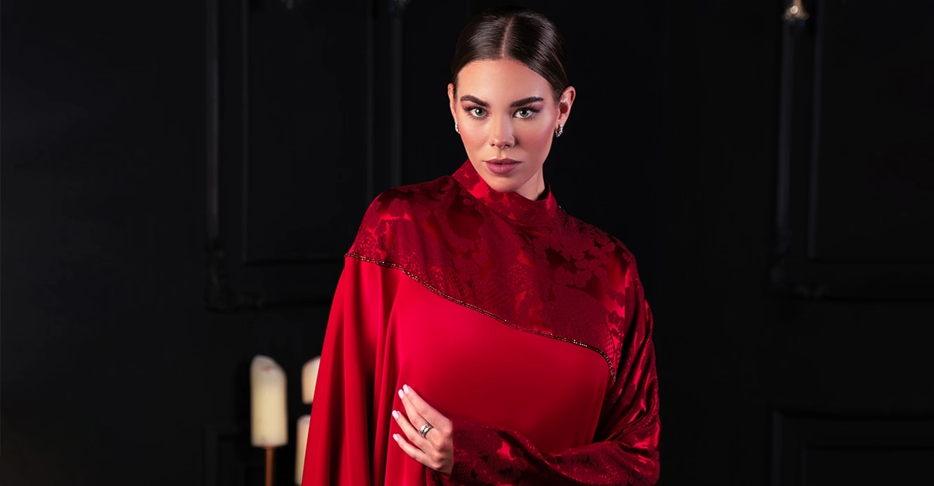 an abaya made from Nida and viscose fabric