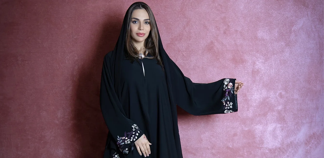 abaya with floal embroidery